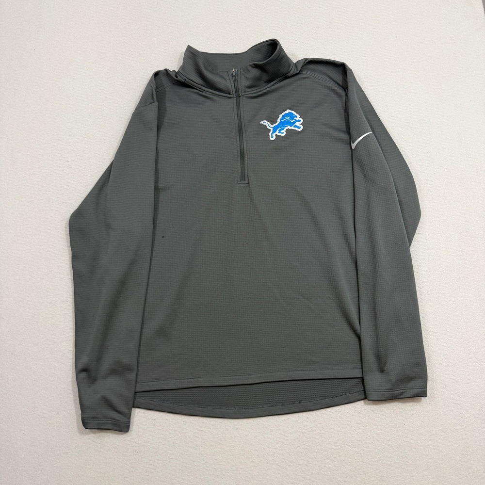 Nike Pullover XXL Gray Detroit Lions Dri-Fit Quarter Zip Waffle Knit Football